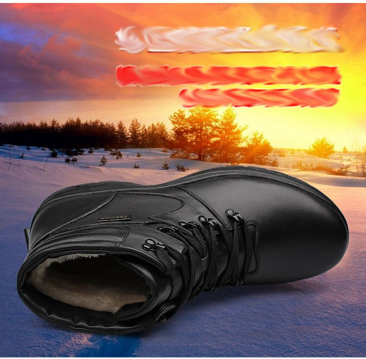 Men's Martin Boots Fleece Thermal Cotton Boots Casual High-top Tooling Boots Men's Boots Comfortable Large Size Shoes_voghion.com