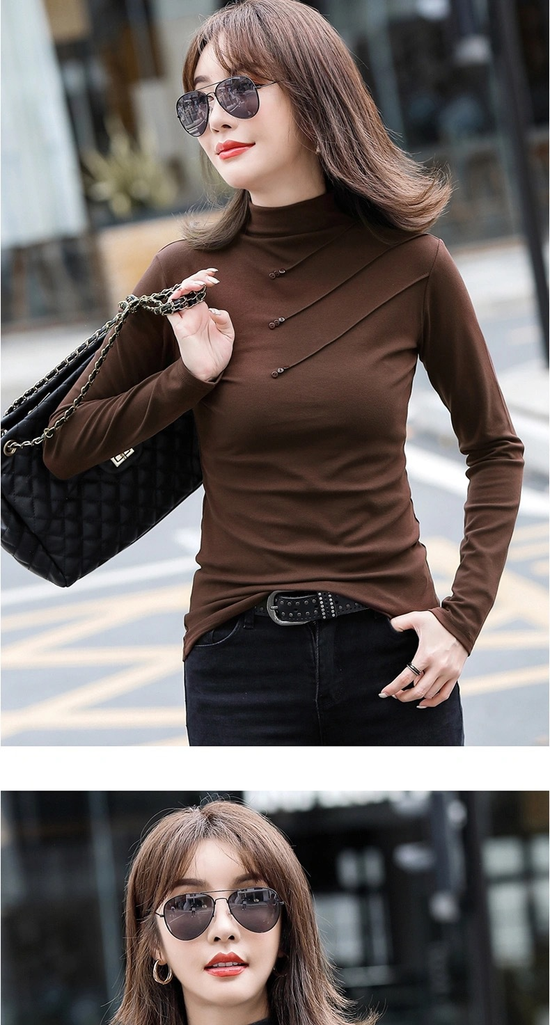 Maglia da donna con fondo snellente a mezzo dolcevita in velluto_voghion.com