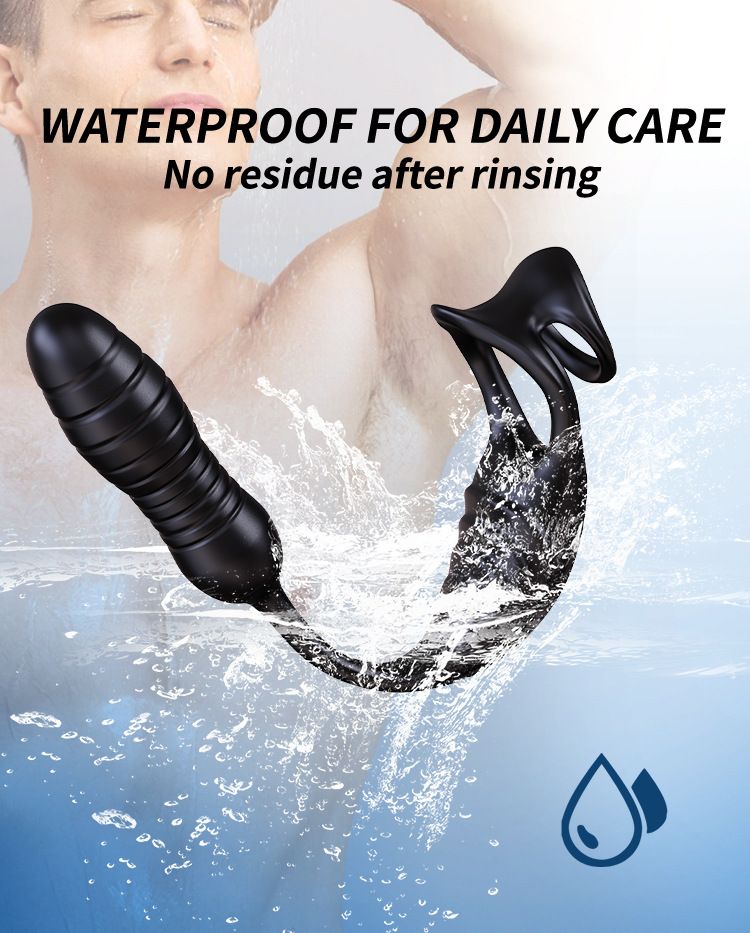 CHIJIANG New Telescopic Anal Plug Prostate Vibrator Massager Wireless Remote Control Double Ring Semen Lock_voghion.com