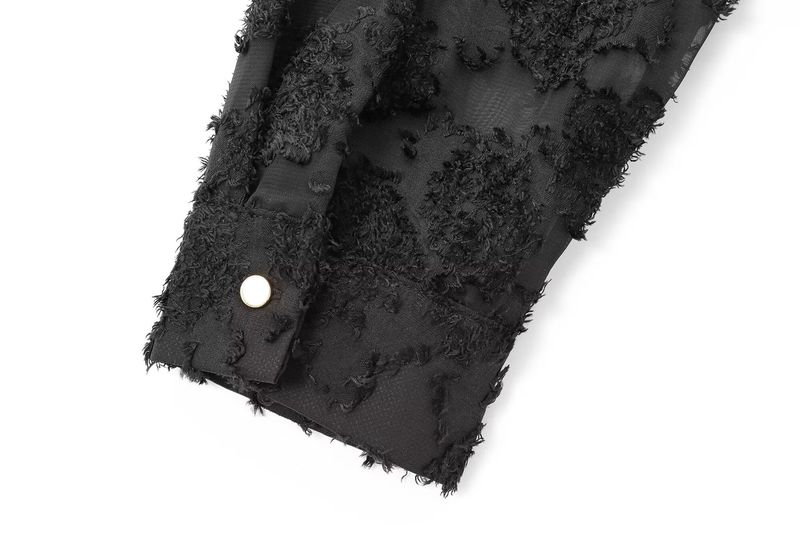 Damenbekleidung Frühling Neues französisches Design Mode Lässig Goldknopf Strukturiertes Oberteile Hemd_voghion.com