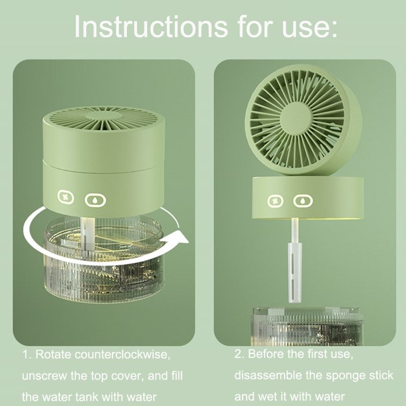 OM008 Desktop Foldable Spray Humidification Mini USB Water Cooling Fan(Mousse Green)_voghion.com