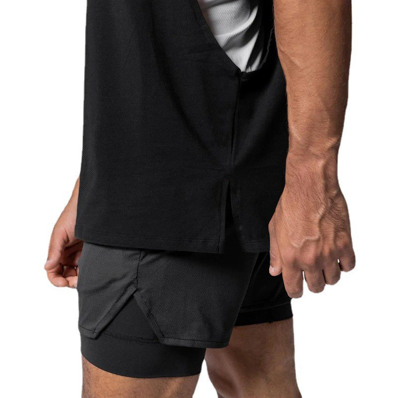 Muskel-Fitness-Tanktop für Herren, Sport, Basketball, Kleidung, Laufen, Training, atmungsaktiv, schnell trocknend, lose Krawatte, ärmellos_voghion.com