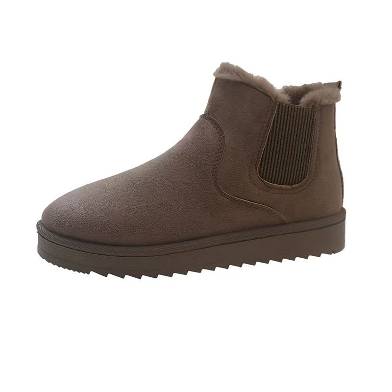 Stivali da neve da donna 2025, nuovi stivali corti in velluto con un pedale, moda invernale, scarpe in cotone_voghion.com