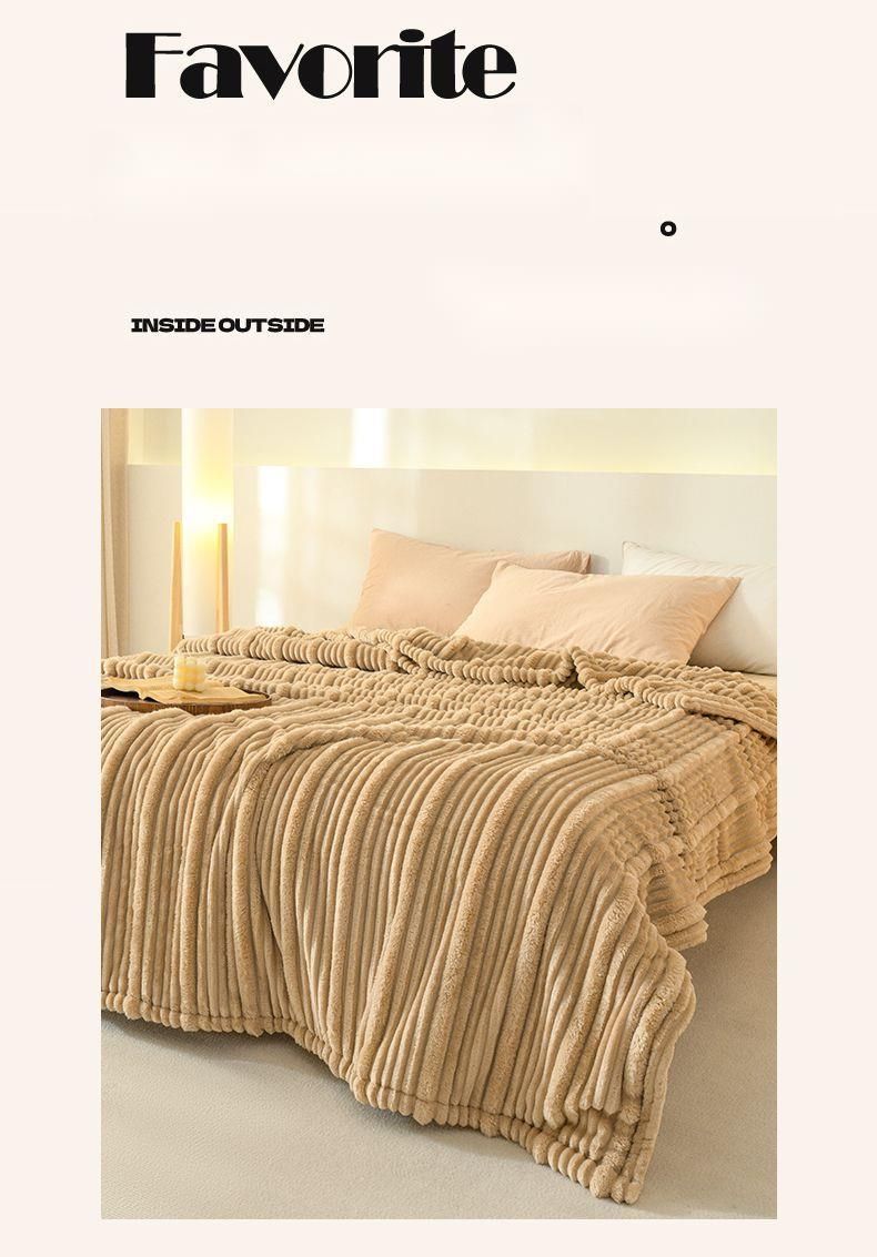 Milchsamt-Mutterstreifen-Jacquard-Nickerchen, einfarbig, maschinenwaschbar, fürs Büro, Korallen-Fleecedecke_voghion.com