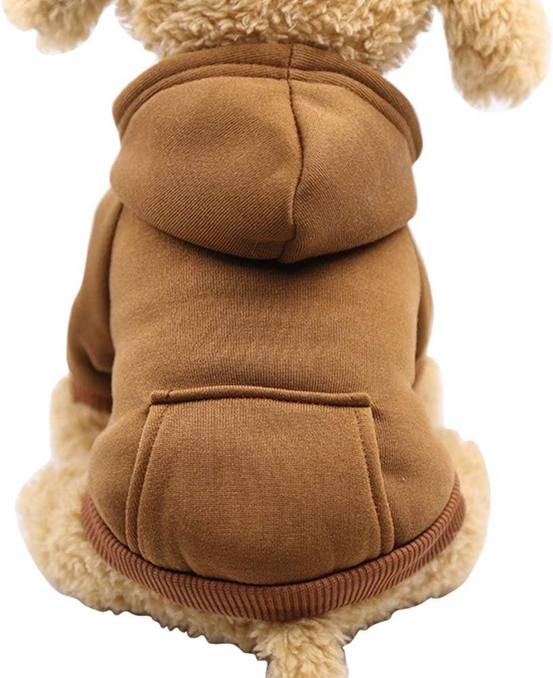 Jecikelon Sweat à capuche d'hiver avec poches pour chien, vêtement chaud pour petit chien, chihuahua, chiot, chat (petit, café)_voghion.com
