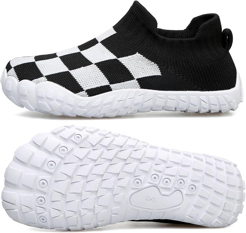 Barefoot Water Toddler And Little Kids Boys Girls Checked Quick Dry Slip-on Sock Shoes Breathable Mesh First Walking_voghion.com