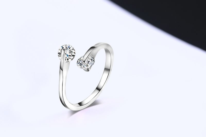 Gioielli classici, anello aperto alla moda, gioielli da donna placcati in platino con zircone, 5 colori opzionali_voghion.com