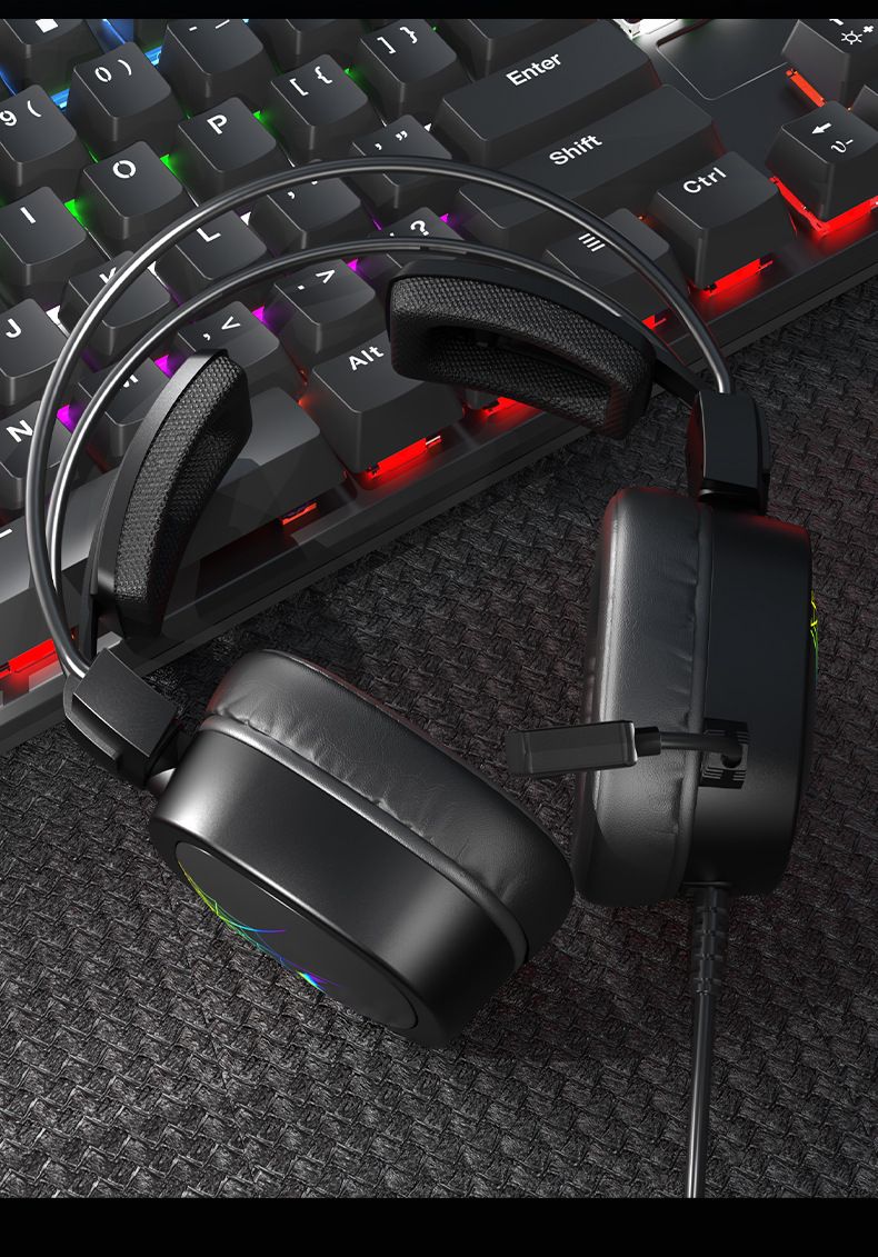 Cuffie da gioco e-sport Flying Ear: 7.1 canali; abbagliamento RGB; microfono con riduzione del rumore; porta USB_voghion.com