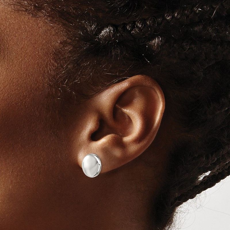 Sterling Silver Polished Button Post Earrings_voghion.com