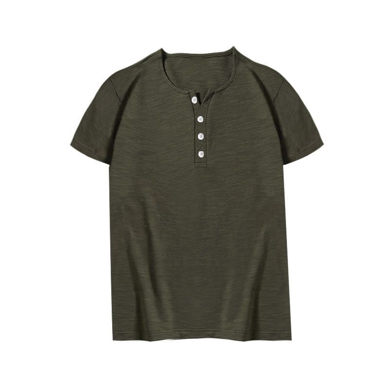 Maglietta a maniche corte in bambù per il commercio estero transfrontaliero, da uomo, estiva, casual, con colletto alla coreana, taglia grande, a maniche corte, da uomo, con bottoni_voghion.com