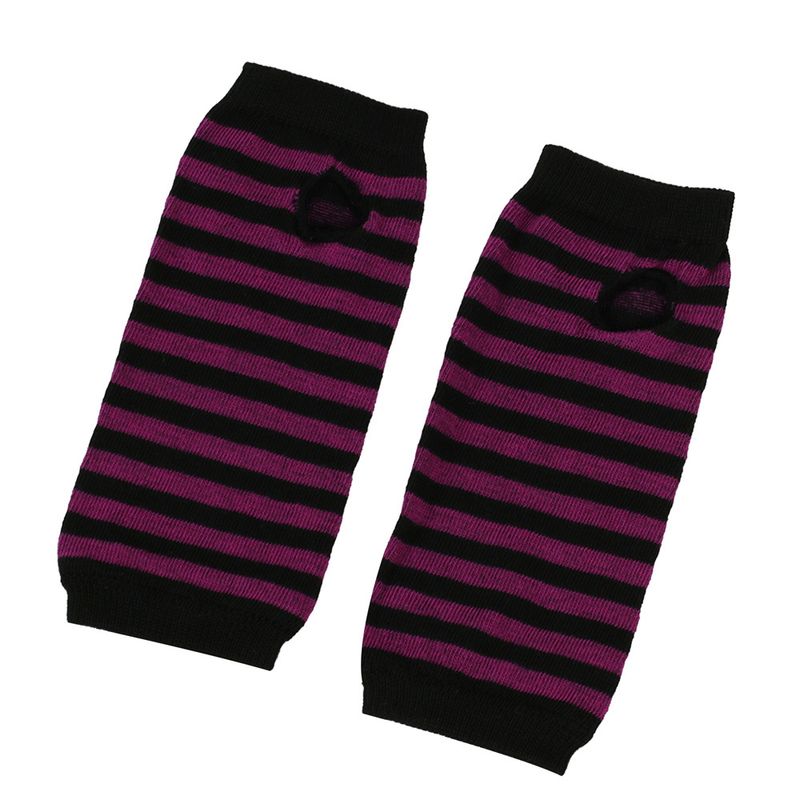 Unisex Knitted gloves with missing fingers anime stripes wearing fingers wrist cuff with false sleeves Thin children's fingers_voghion.com