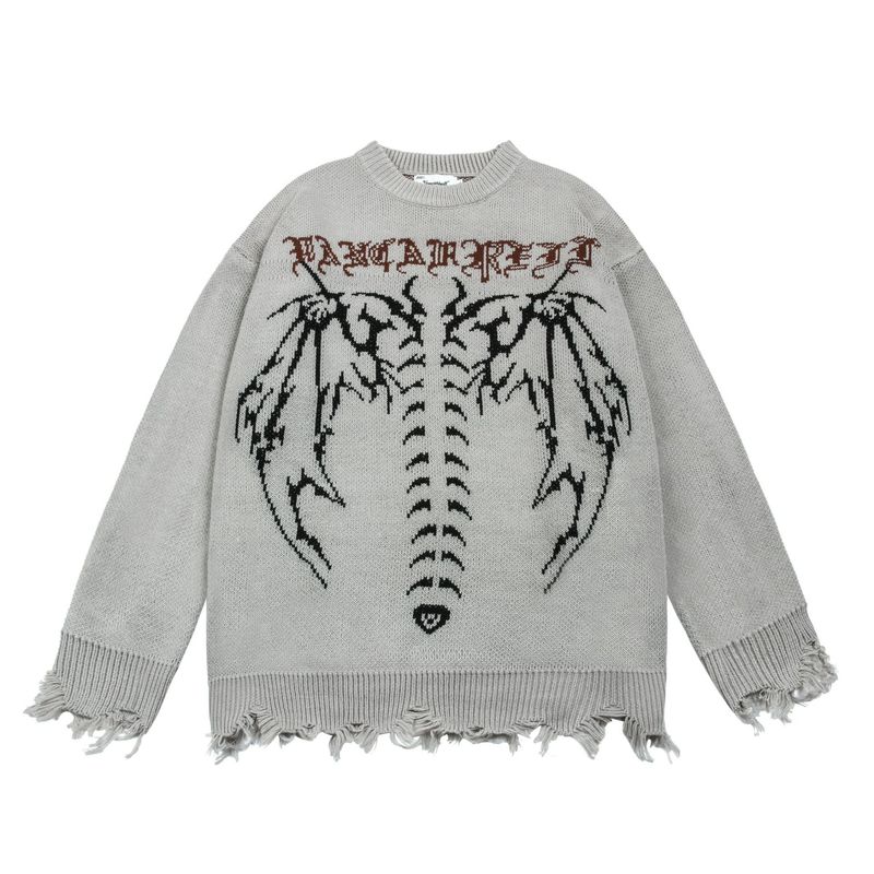 Pull ample en laine pour couple avec motif squelette de la rue américaine foncée Mankun-8901_voghion.com
