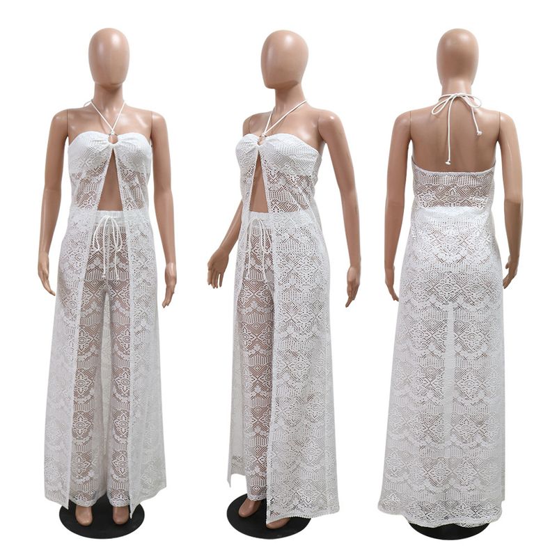 Wrap-Front Crop Top & Wide-Leg Pants Set - Stylish Two-Piece Outfit For Women_voghion.com