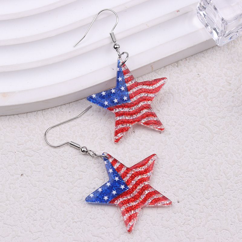 Elemente des amerikanischen Unabhängigkeitstages, rot, weiß, blau, Flagge, buntes Herz, Acryl-Ohrstecker, baumelnder Schmuck für Frauen_voghion.com
