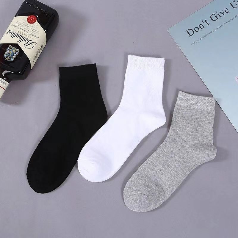Calzini da uomo di media lunghezza nero bianco grigio primavera e autunno, calzini da donna_voghion.com