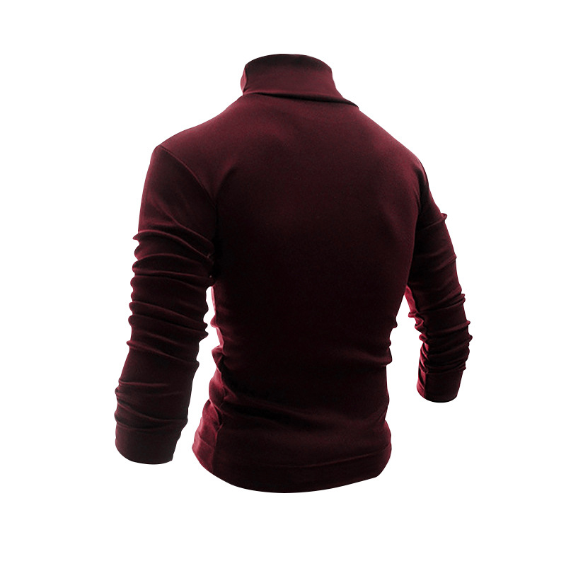 2023 Herbst Winter Langarm T-Shirt Herren Einfarbig High Neck Base Layer Unterhemd T-Shirt Top_voghion.com