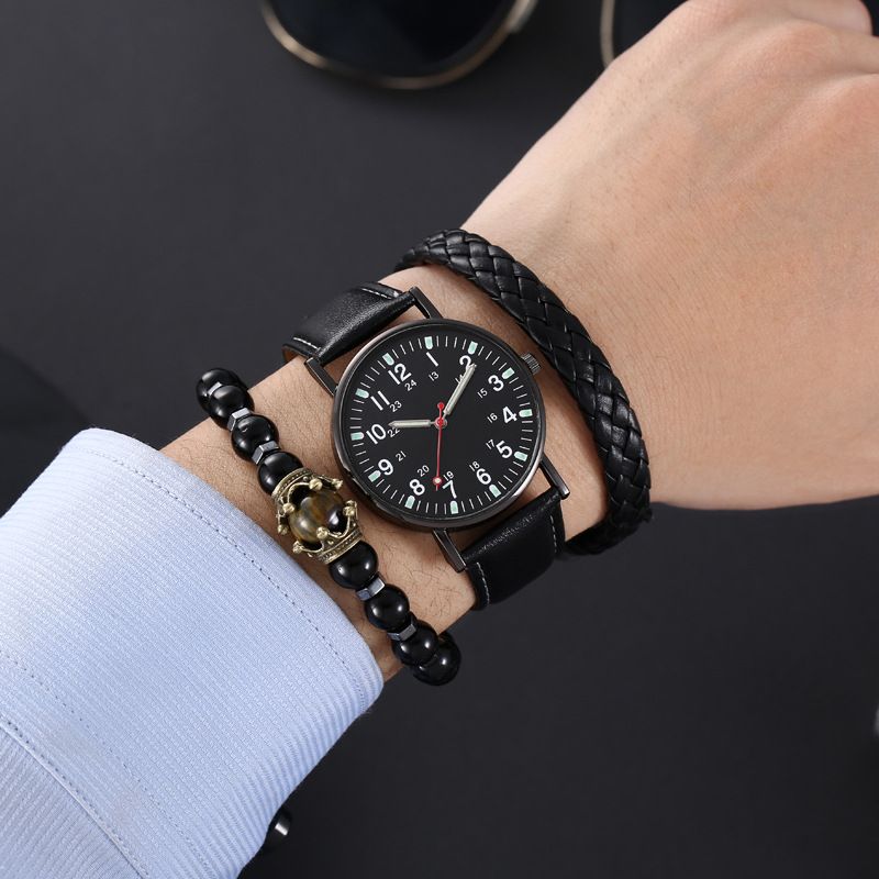 Men's Watches Bracelet Set Watch Watch Quartz Watch Belt Fashion Casual Luminous Watch Men's Watch Three Piece Watch_voghion.com