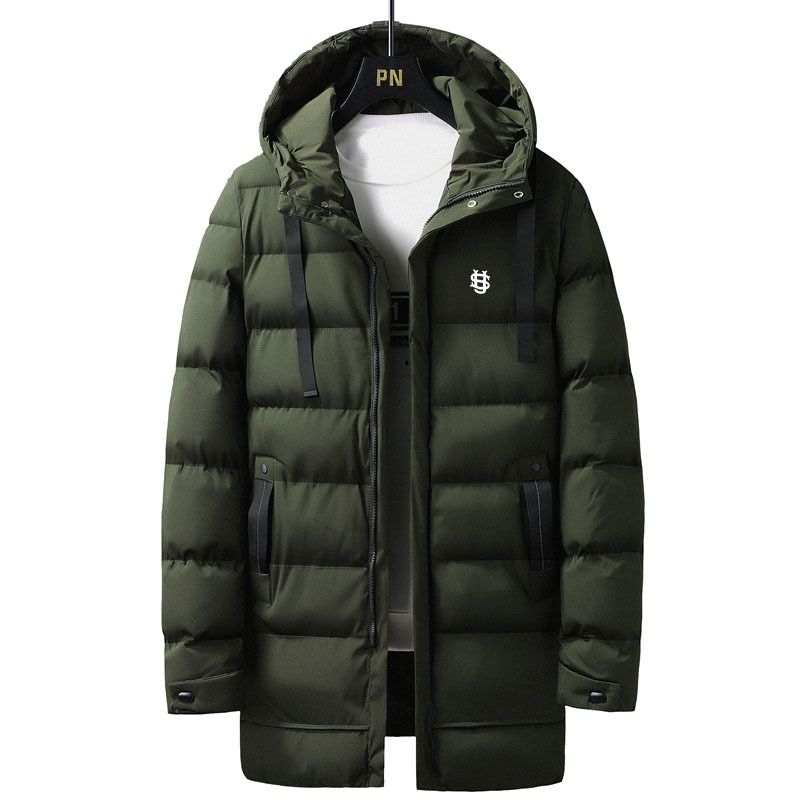Herrenbekleidung Winter Europäische und amerikanische Herren Dicker warmer mittellanger Kapuzenmantel US-gestickte Buchstaben Lose Jacke Herren_voghion.com