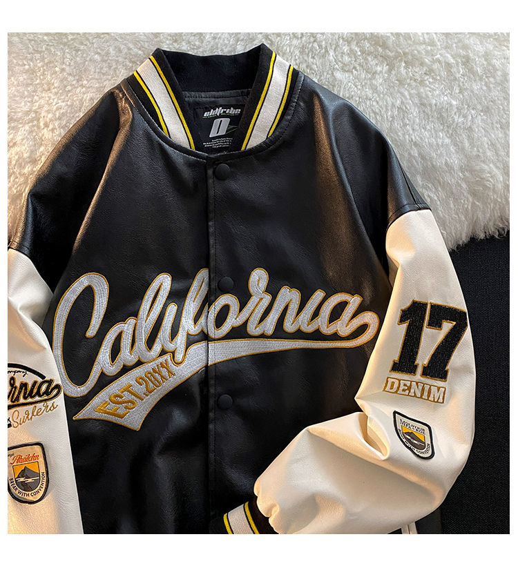 Retro črka vezenje jakna ženske Y2K pomlad ulica hip-hop baseball uniforma par priložnostna bomber jakna usnje_voghion.com
