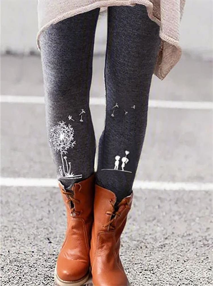Collant da donna con vita elasticizzata, caldi leggings con pantaloni a stivale in un unico pezzo_voghion.com