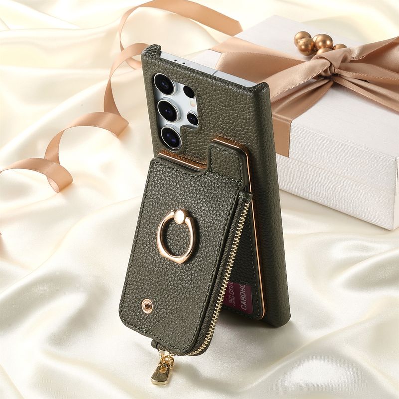 Attiecas uz Samsung s24ultra Dragon Year Lichee Pattern Oil Edge Card Bag mobilā tālruņa futrālis A55 uz augšu un uz leju Flip A15 aizsargmaciņš_voghion.com