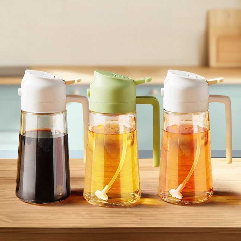 High-end Household Kitchen And Pour Dual-use Edible Pot Glass Two-in-one Spray Oil Bottle_voghion.com