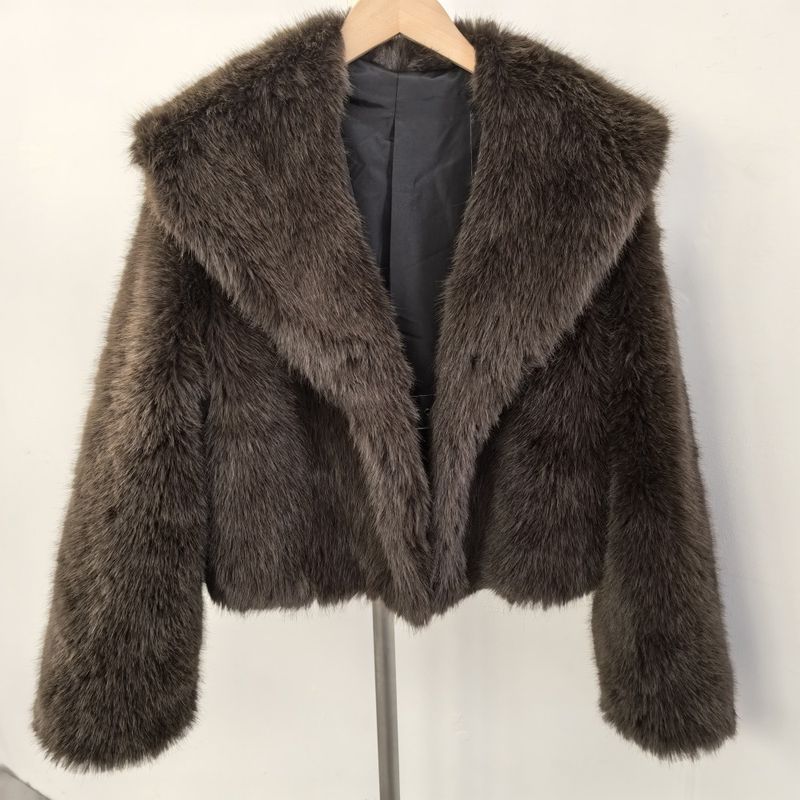 Damenbekleidung Luxus-Fuchspelzmantel, kurze Damenjacke, Wintermode, Kunstpelzmantel mit Lederbesatz, anpassbare Farben und Größen_voghion.com
