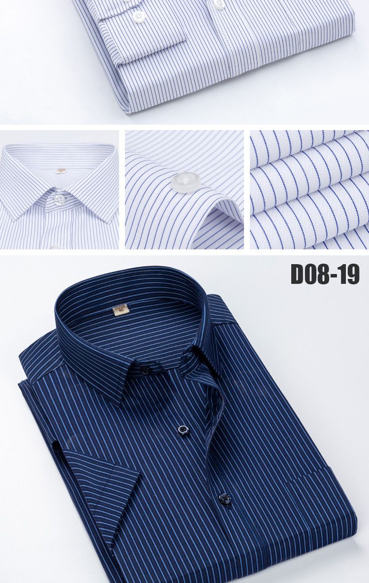 Camicia a maniche corte a righe slim fit da uomo – Misto cotone traspirante e protezione UV (38-44)_voghion.com