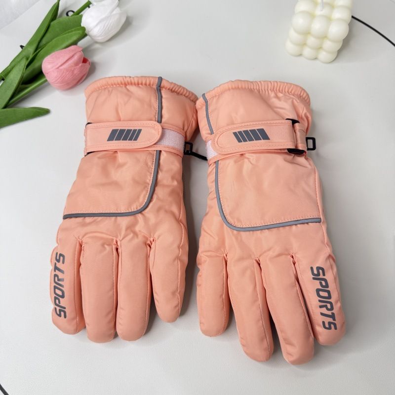 Damen-Skihandschuhe, rutschfest, wasserdicht, mit Fleece gefüttert, verdickt, winddicht, für den Außenbereich, Winter, Radfahren, Elektrofahrrad_voghion.com