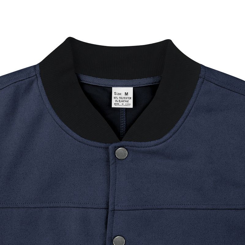 Men's Retro Baseball Jacket – Heavyweight Suede Cardigan With Button Front, Vintage Flight Bomber Style_voghion.com