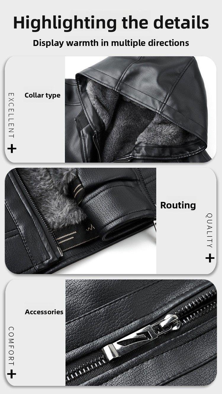 Giacca invernale da uomo Haining 2025 con cappuccio corto, casual, in pelle e pelliccia, integrata, ispessita_voghion.com