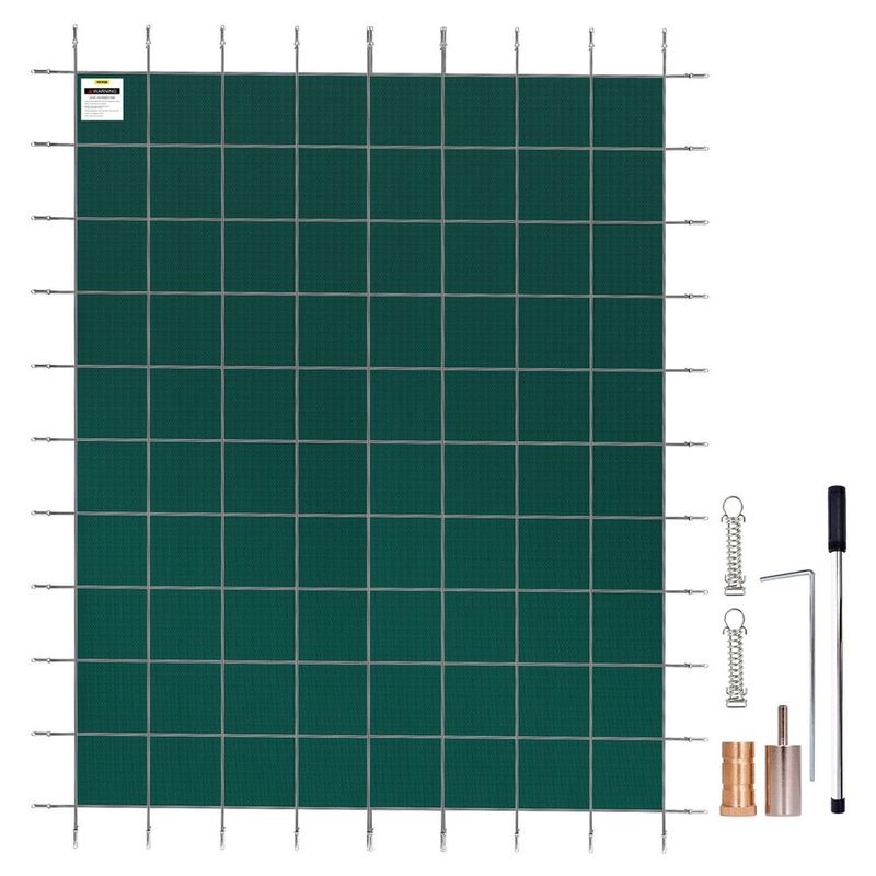 VEVOR Pool Safety Cover Fits 14x26ft Rectangle Inground Safety Pool Cover Green Mesh Solid Pool Safety Cover For Swimming Pool Winter Safety Cover_voghion.com