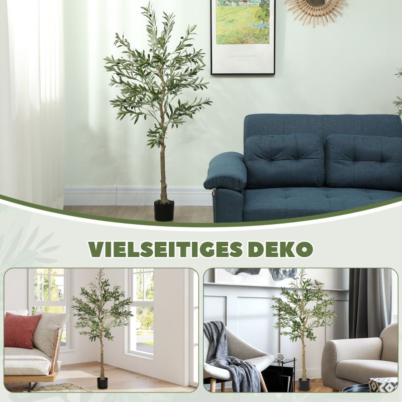 Künstlicher Olivenbaum 150 Cm, con 720 Blättern e 40 Oliven, Im Stabilen Blumentopf_voghion.com