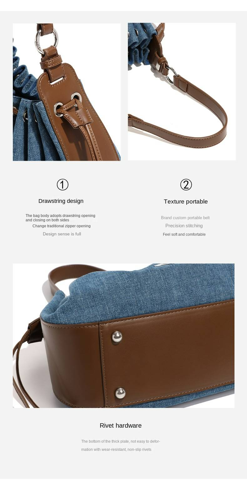 Vintage-Inspired Small Design Drawstring Tote Bag for Women - Crescent Shape Underarm Bag, Versatile Crossbody or Shoulder Backpack_voghion.com