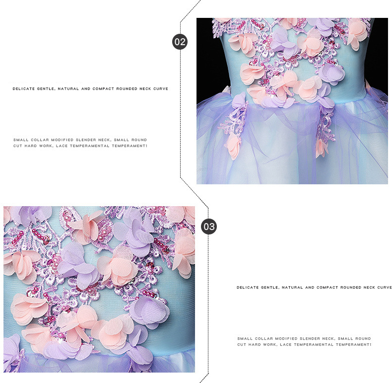 Flower Girl dress Princess dress line shoulder Flower Girl piano dress Girl host children dress_voghion.com