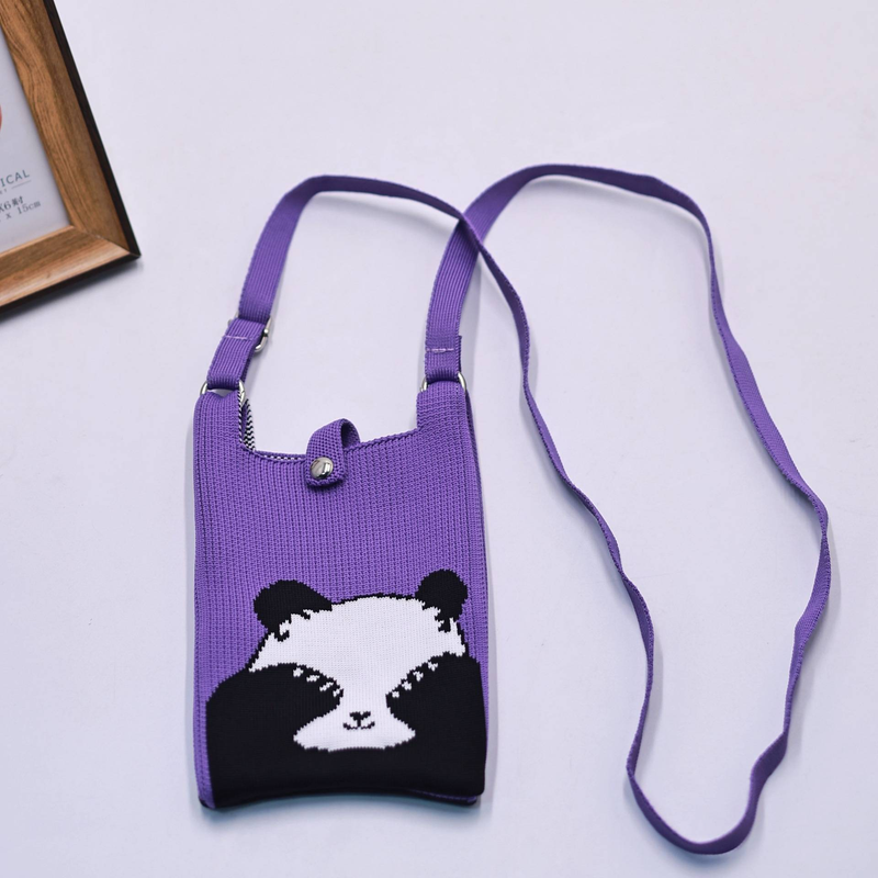 Cartoon Bequeme Premium Sense Mini Panda Gestrickte Handytasche Süße Umhängetasche Umhängetasche Magnetschnalle Handtasche Weibliche Lippenstift Tasche_voghion.com