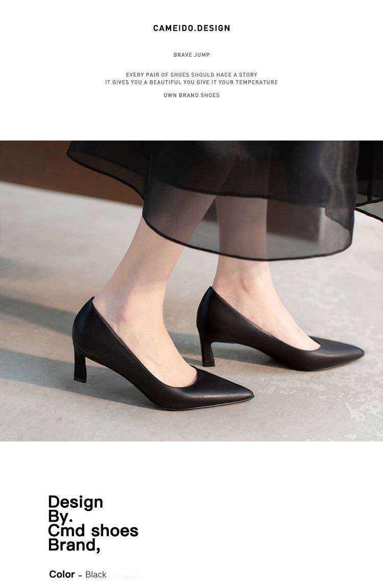 Cameido Damen-Einzelschuhe mit flacher Öffnung, elegante High Heels mit spitzer Spitze und dünnem Absatz, einfarbige Pendler-Arbeitsschuhe._voghion.com