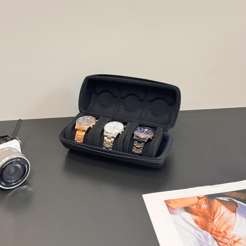 Watch Travel Case, Hard Zipper Watch Carry Box Display And Organizer, With Anti-move Soft Scratch-free Soft Pillow Fit Small And Large Watches_voghion.com