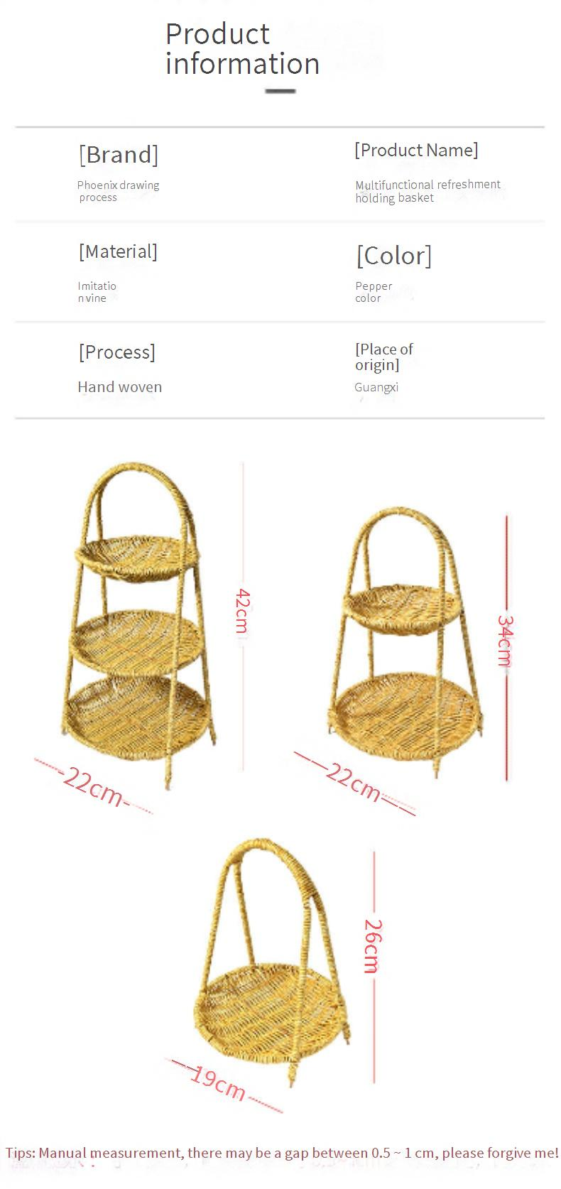 Handgevlochten rotan fruitmand - Meerlaagse opbergorganizer voor keuken en eetkamer_voghion.com