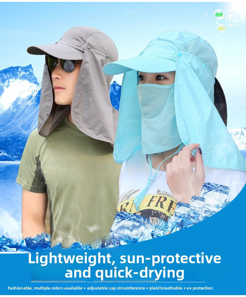 Unisex-Sonnenschutz-Baseballkappe mit Gesichts- und Nackenschutz – Atmungsaktives Mesh für Angeln und Outdoor-Aktivitäten_voghion.com