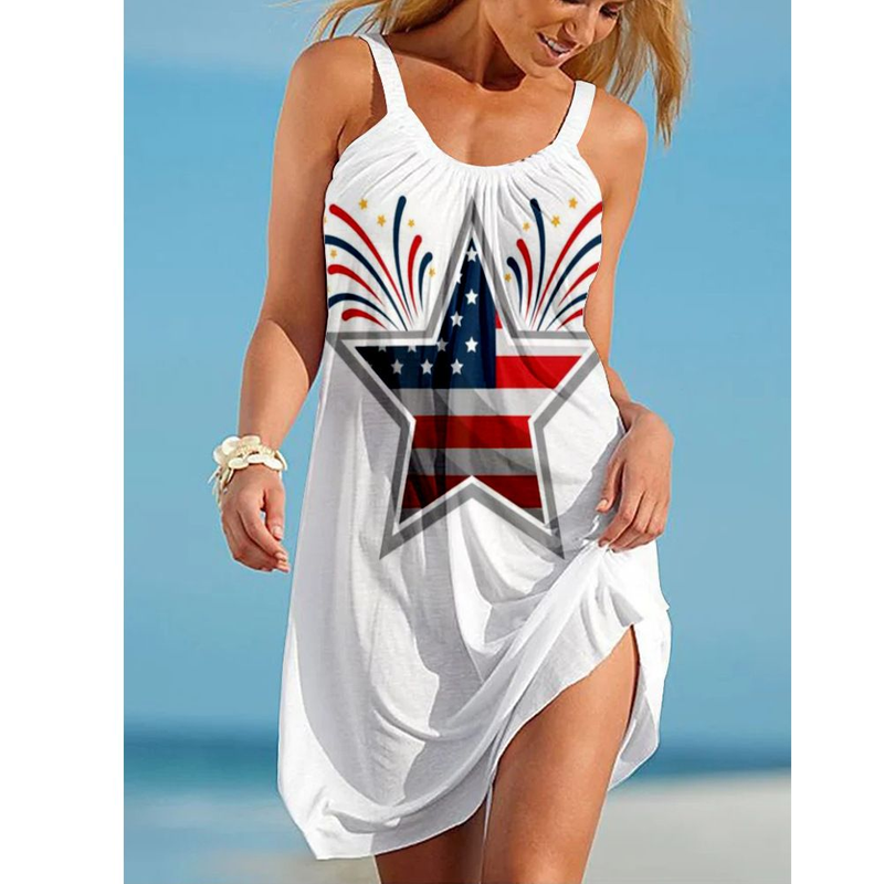 Women's Dress Flag Theme 3D Printed Personalized Street Strap Skirt_voghion.com
