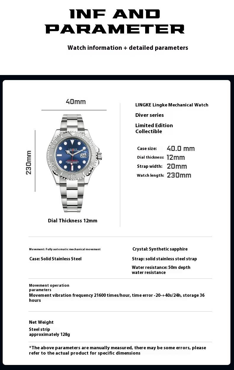 Reloj mecánico automático para hombre con manecillas luminosas, cristal de zafiro, resistencia al agua de 50 m, correa de acero inoxidable, ventana de fecha, estilo informal de negocios._voghion.com