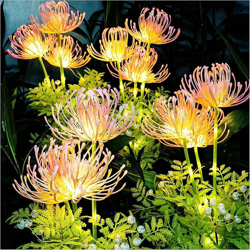 Luci solari da giardino - Decorazione per esterni a forma di ragno, giglio, girasole a LED, lampadina a cipolla, IP65 impermeabile, bianco caldo e opzioni colorate (confezione da 3/singola)_voghion.com
