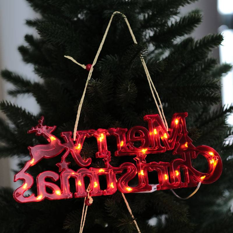Luces LED navideñas con letras: decoración navideña a pilas para el hogar, fiestas y exteriores (blanco, rojo y amarillo)_voghion.com