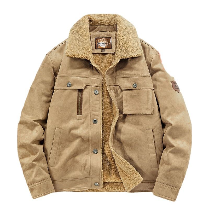 Men's Suede-Look Winter Coat – Plush Thickened Cotton & Wool Blend | Black/Grey/Khaki/Army Green/Caramel | M-5XL | Workwear & Casual Style_voghion.com