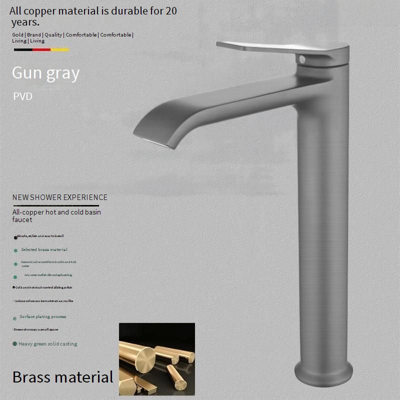 Premium Solid Brass Bathroom Sink Faucet With Ceramic Disc Cartridge - Modern Single Lever Mixer Tap For Basin_voghion.com
