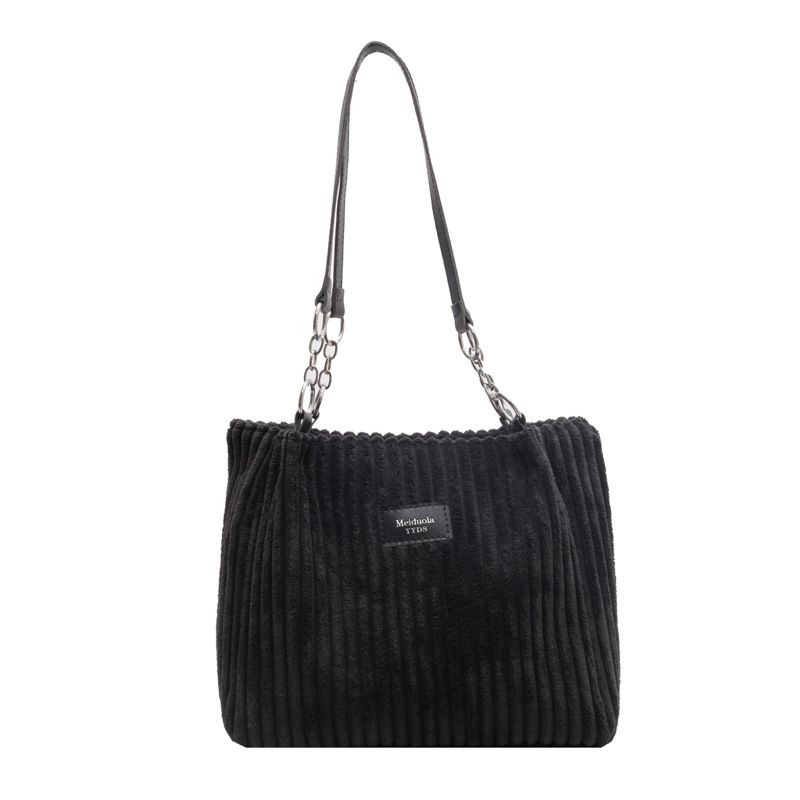Borsa a tracolla in velluto a coste da donna – Borsa a tracolla di grande capacità con tracolla a catena, elegante e spaziosa per tutti i giorni_voghion.com