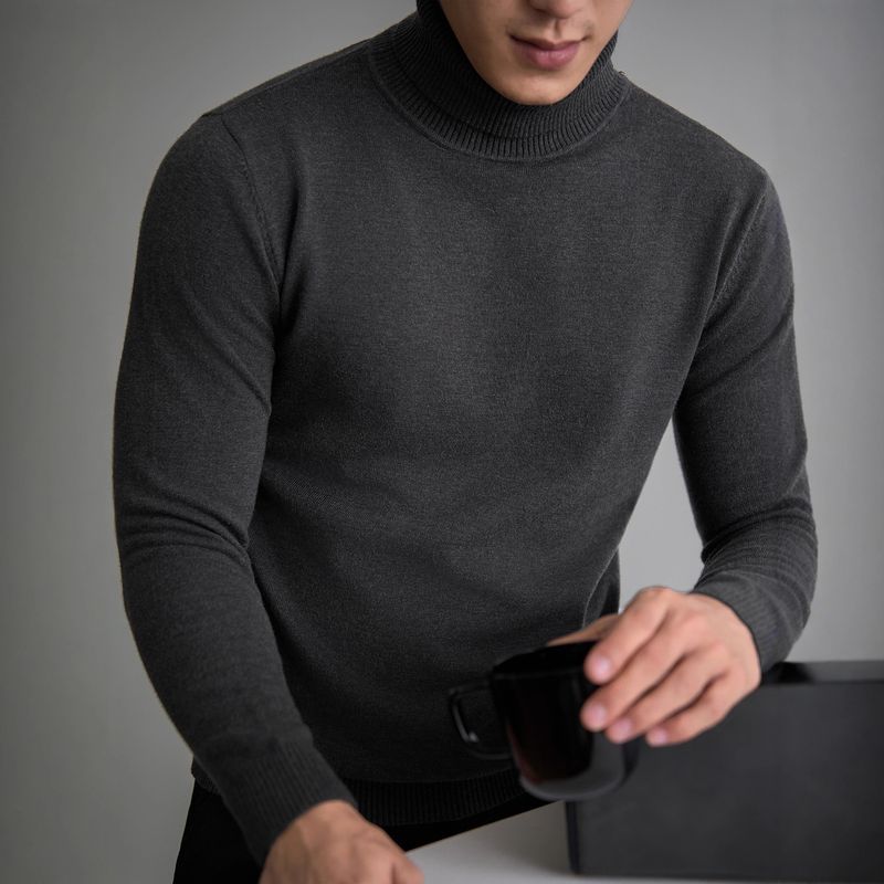 Maglione a collo alto da uomo – Pullover invernale dalla vestibilità comoda, strato di base morbido e traspirante per uno stile casual_voghion.com