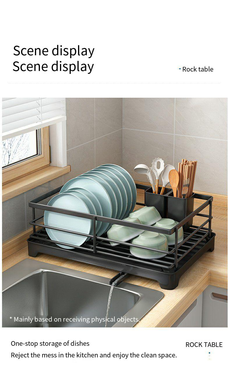 Portapiatti da cucina, da banco, per uso domestico, con scarico, senza necessità di installazione, multiuso, per scolapiatti_voghion.com