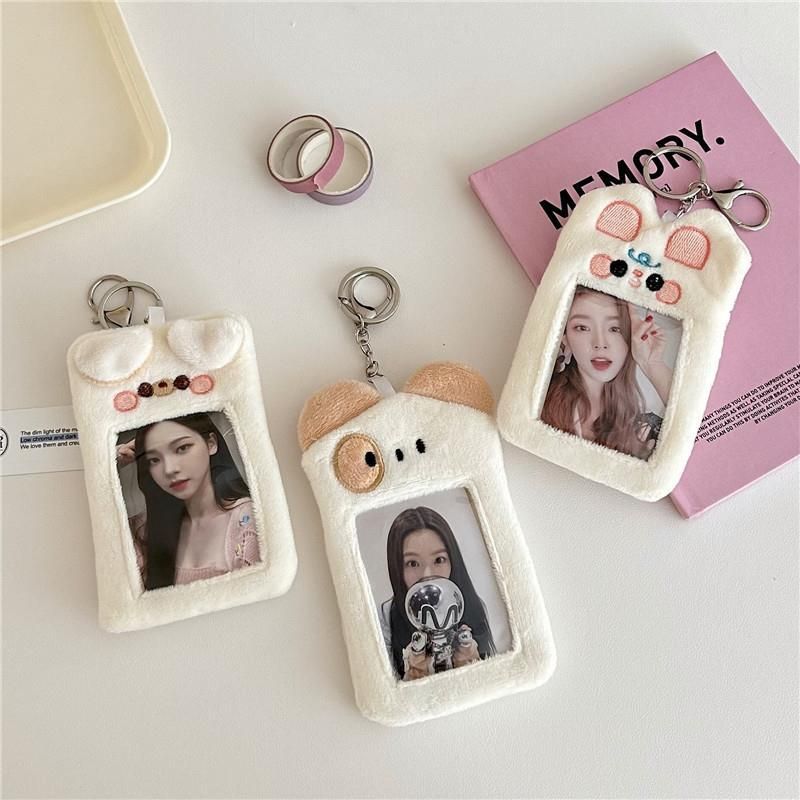 Bolsas femininas estilo original ins, filhote de cachorro fofo, porta-cartões de pelúcia, cartão de refeição do campus, cartão de ídolo, pingente para exibição de fotos_voghion.com